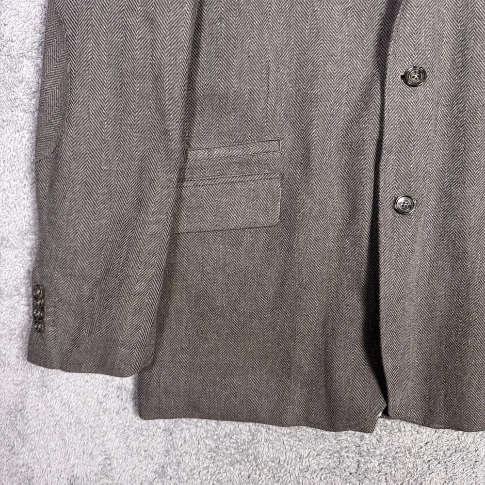 Joseph Abboud Sport Coat Mens 2XLT Peak Unstructured Blazer Herringbone Linen